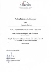 AVUS Zertifikat für Verkehrspsychologin Elisabeth Berent