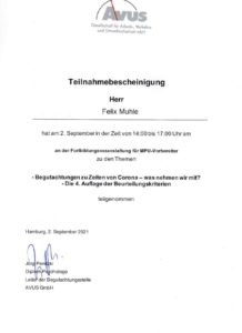 AVUS Zertifikat Felix Muhle, Verkehrspsychologe Hamburg