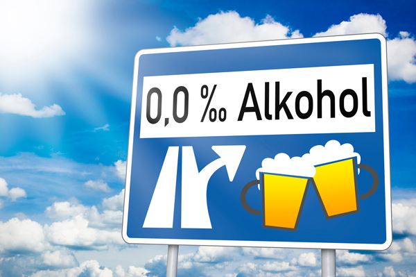 0% Alkohol Schild
